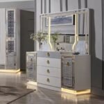 Makeup Vanity Dresser Cabinet Sets Bedroom Furniture Wooden Modern Dressing Table With Led Mirror