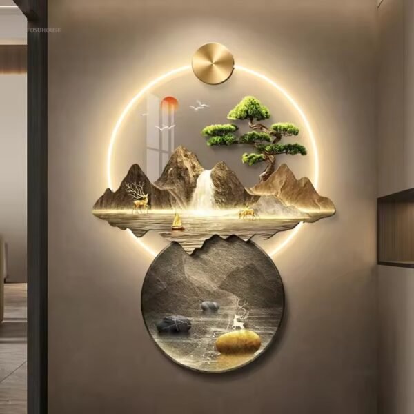 3d wall painting with lights Simple Modern Hanging Home Decoration for Corridor Aisle Upscale Living Room Wall Decorations