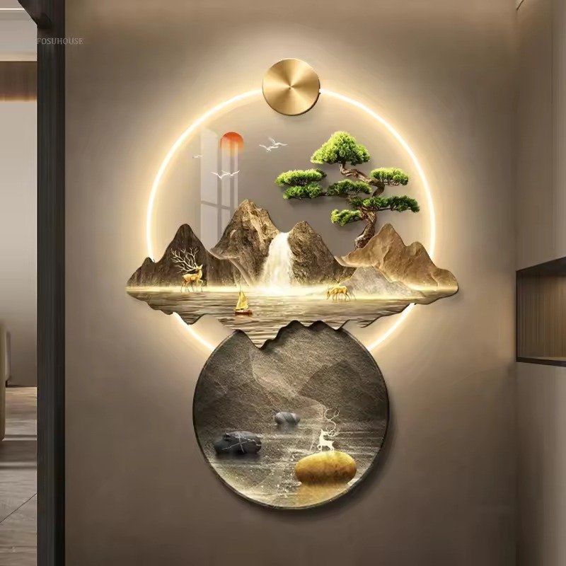 3d wall painting with lights Simple Modern Hanging Home Decoration for Corridor Aisle Upscale Living Room Wall Decorations 3d wall painting with lights Simple Modern Hanging Home Decoration for Corridor Aisle Upscale Living Room Wall Decorations