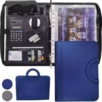 A4 Leather Portfolio Padfolio Refillable 4-Ring Binder with Zipper,Professional Business Document Organizer for Man Women with M