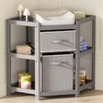 Corner Baby Changing Table with 2 Storage Drawers Changing Table with Pad Diaper Changing Station