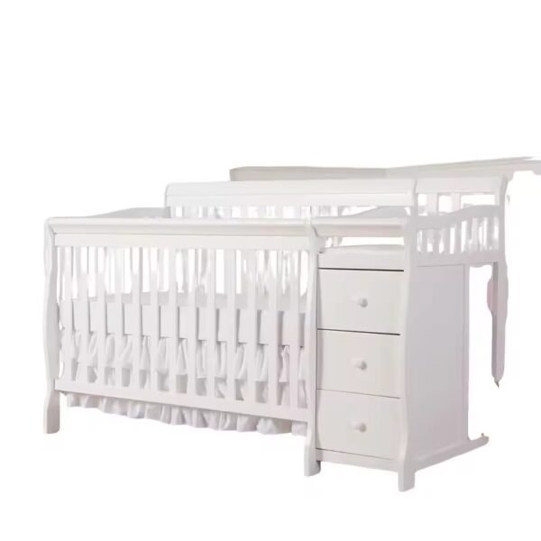 5 In 1 Brody Convertible Crib With Changer In White, Greenguard Gold Certified, Comes With 1″ Changing Pad, Non-Toxic Finish