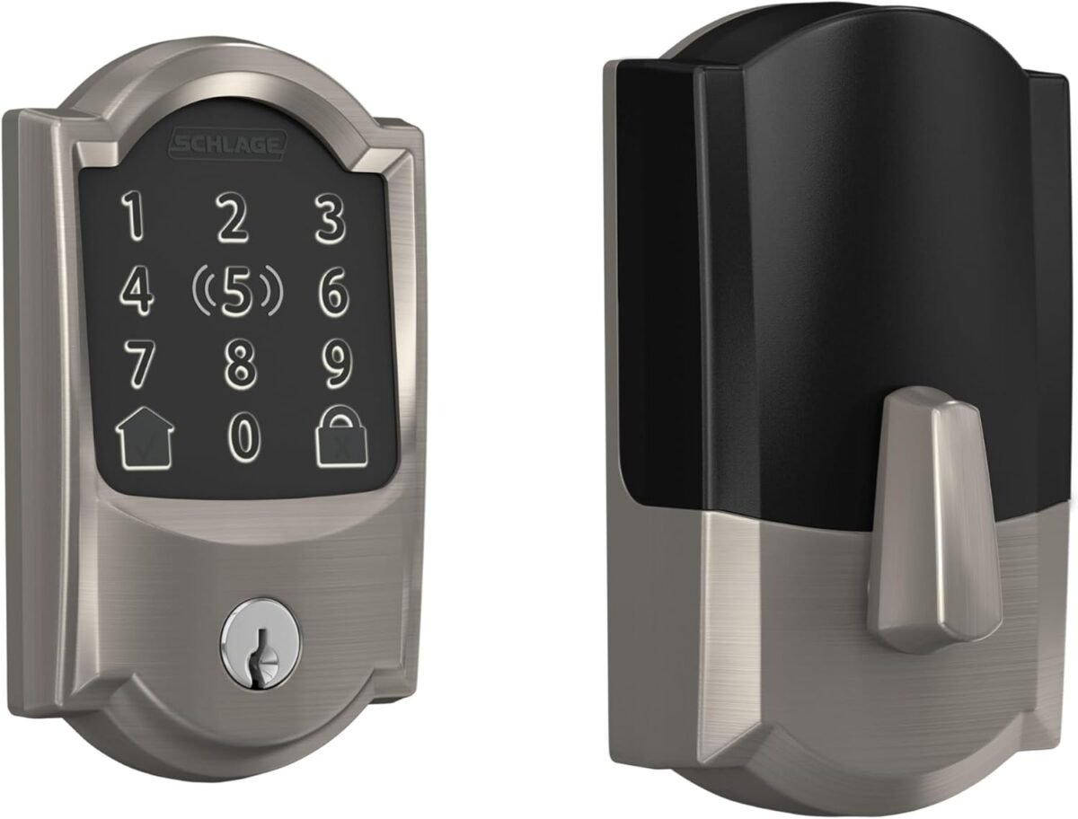 Schlage BE499WB CAM 619 Encode Plus WiFi Deadbolt Smart Lock, Keyless Entry Touchscreen Door Lock with Camelot Trim, Satin Nickel - Image 2