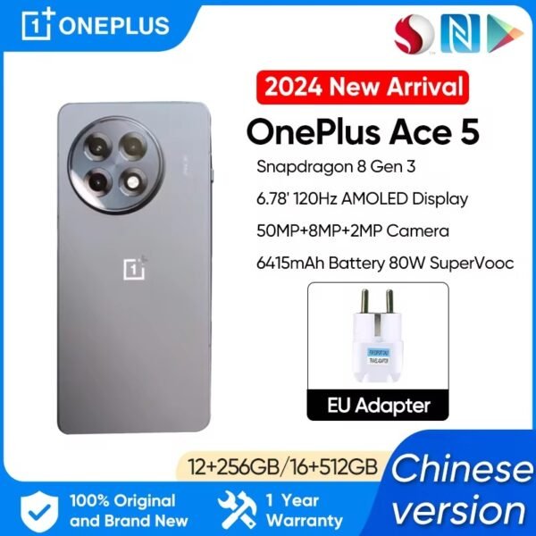 New Oneplus Ace 5 5G Smartphone Snapdragon 8 Gen 3 6.78″ AMOLED 120hz Display 6415mAh 80W Charger 50.0MP Camera Android 15.0 OTA