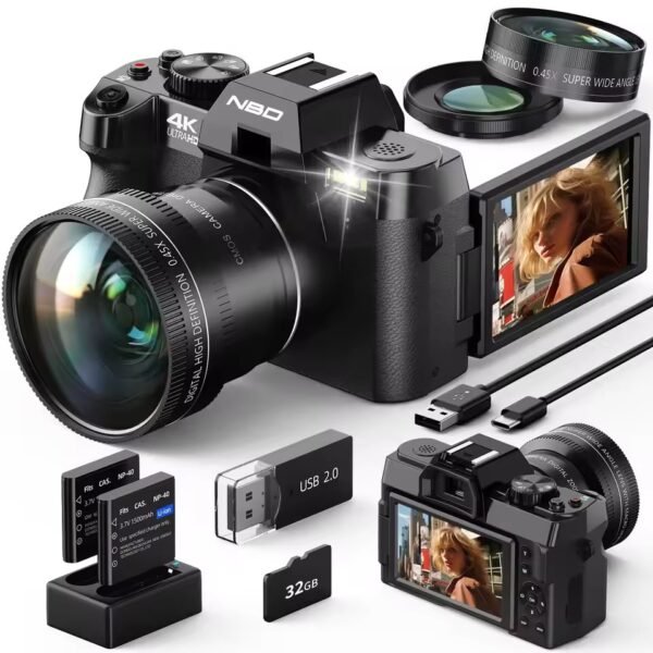 NBD Compact Digital Photography Camera 4K WIFI WebCam Vintage Vlog Video Recorder YouTube 48MP Camcorder 16X Digital Zoom Camera
