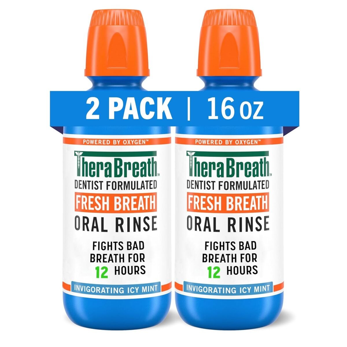TheraBreath Fresh Breath Mouthwash, Icy Mint Flavor, Alcohol-Free, 16 Fl Oz (Pack of 2) - Image 2
