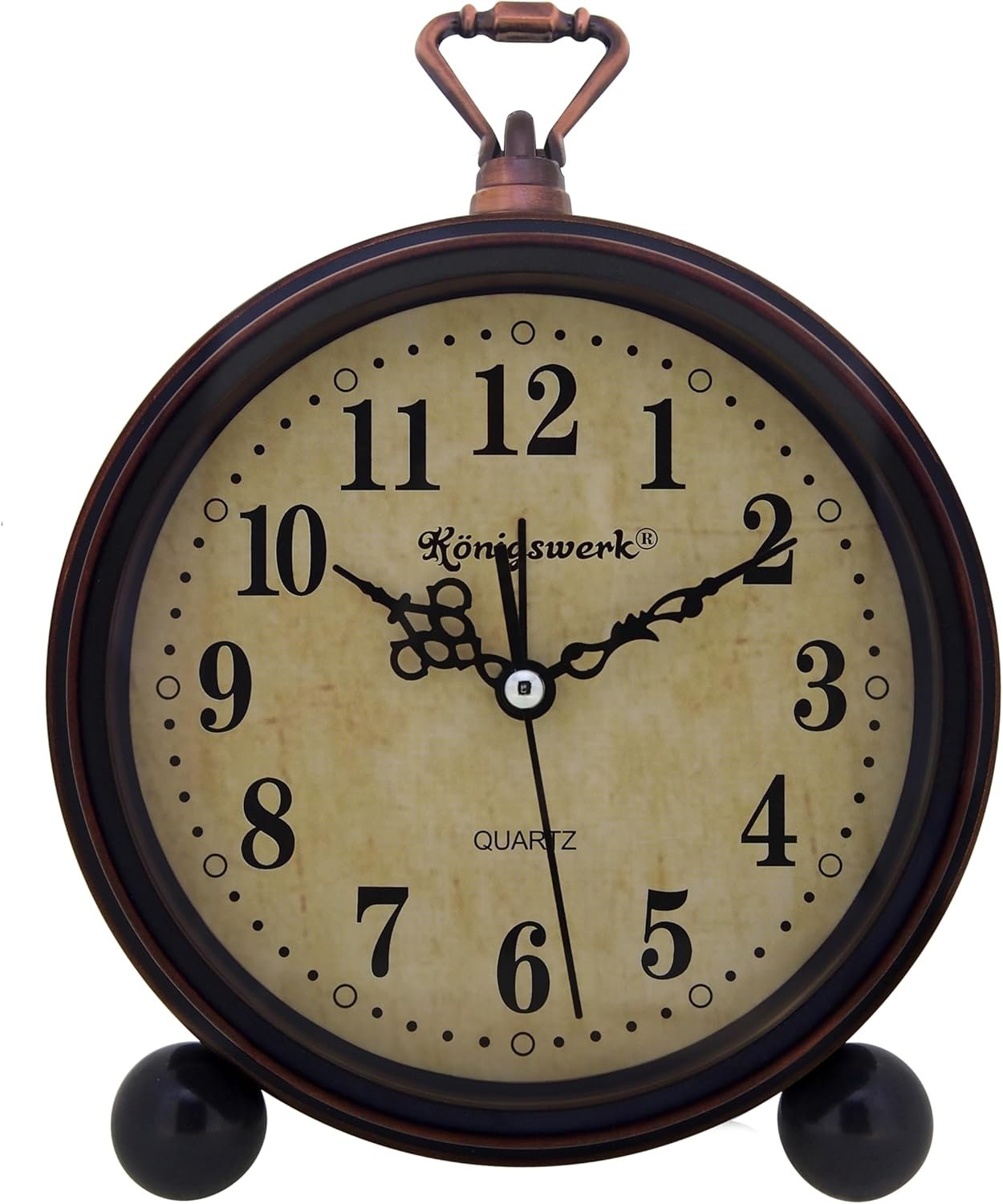 Vintage Analog Alarm Clock, 5.25 inch Small Silent Desk Clock with Night Light, Battery Operated for Table, Bedroom, Bedside, Living Room, Room Decor (Classic) - Image 2
