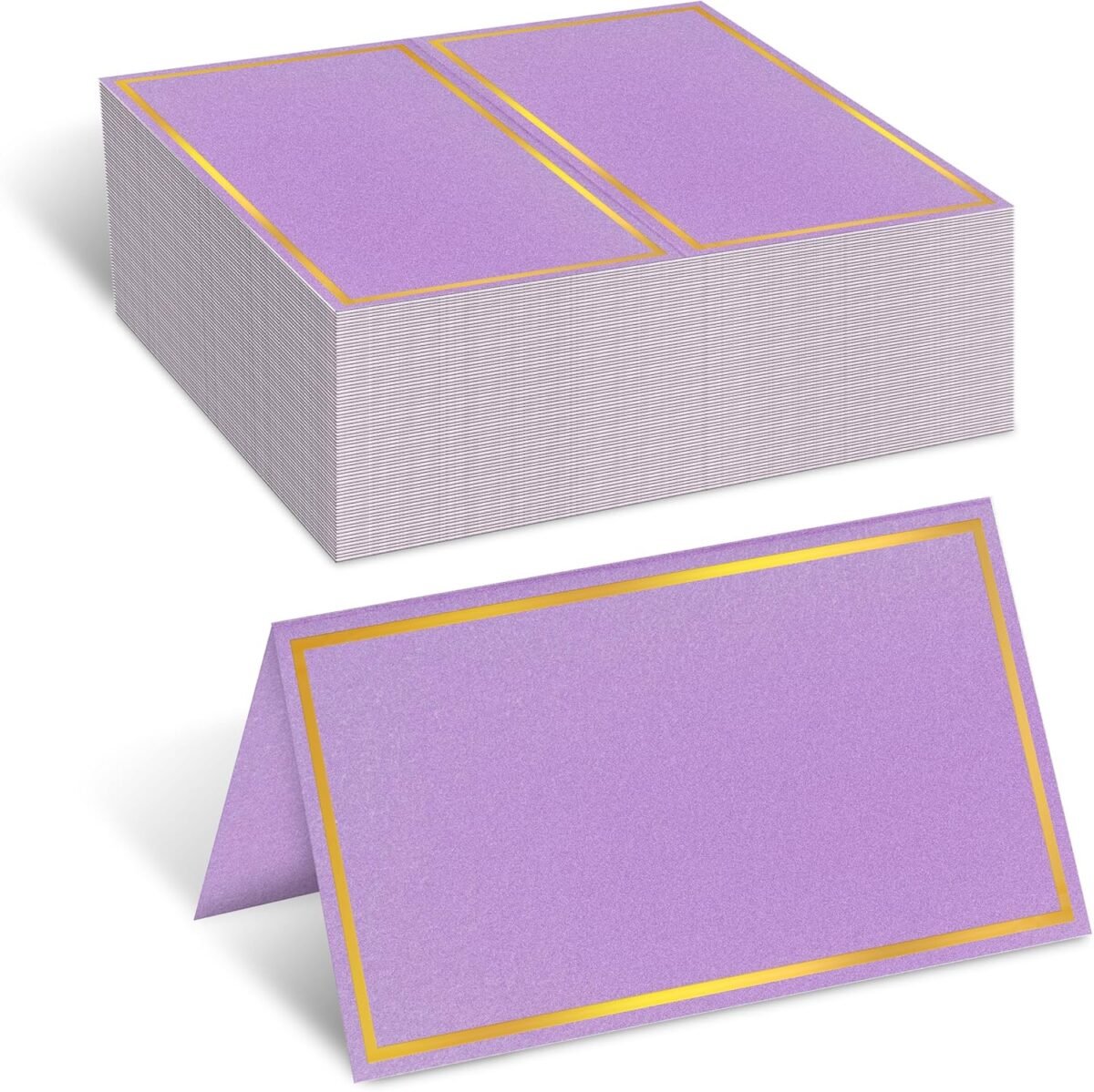 100 pack metallic table cards place cards name cards for table setting 250g pearled table tents name tents avery place cards for wedding meeting party reserved seating sign purple.jpg
