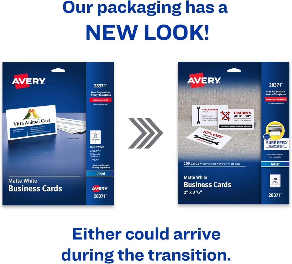 1746432096 avery printable business cards with sure feed technology 2 x 3.5 white 100 blank business cards inkjet printer paper 28371.jpg