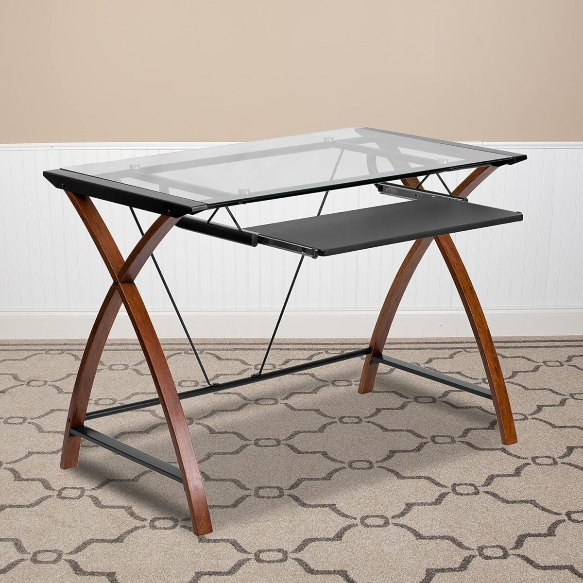 1746432793 flash furniture jude tempered glass computer desk with pull out keyboard tray and crisscross frame small computer desk for home office cherryclear.jpg