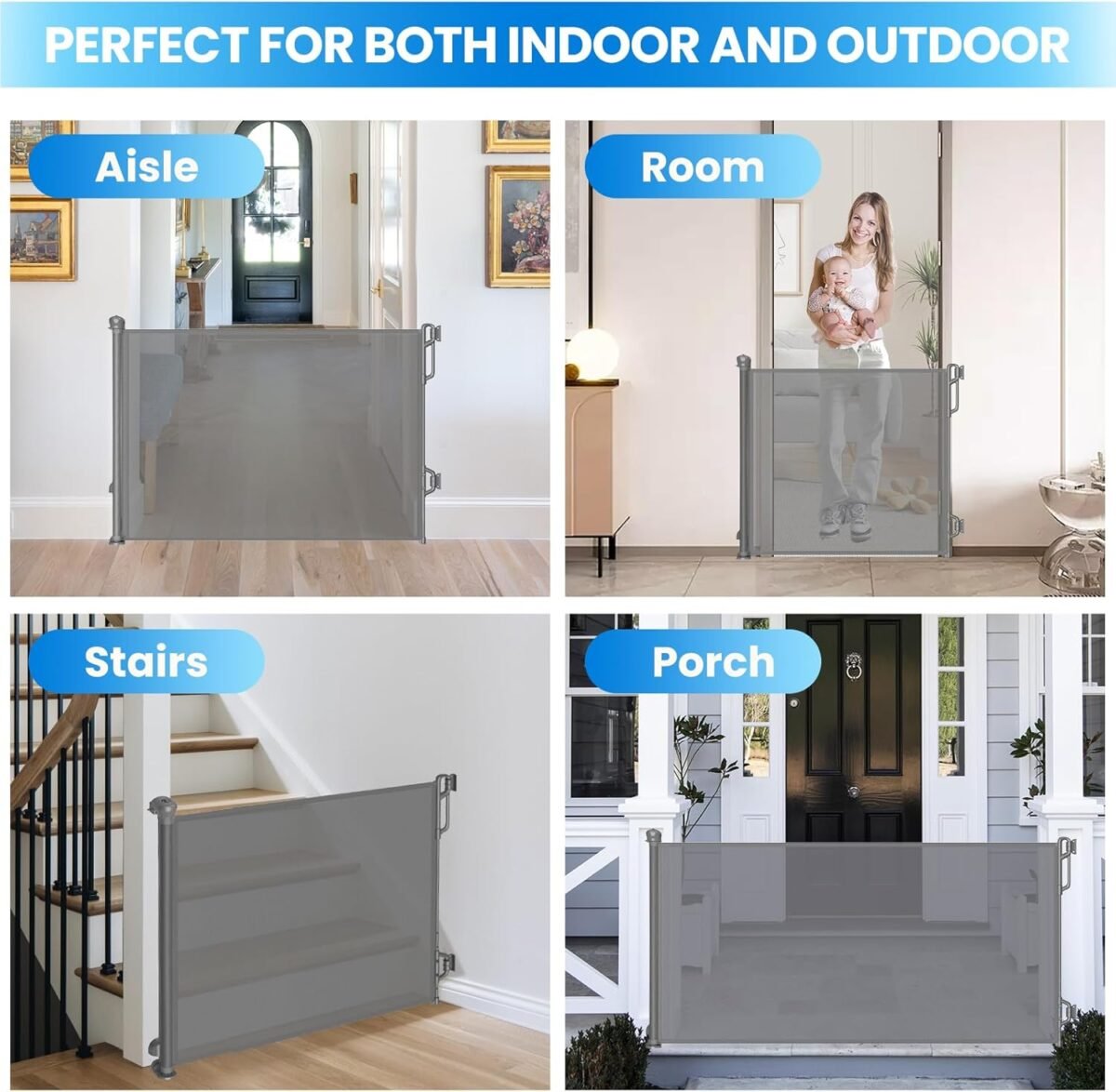 1746467884 retractable safety baby gate or mesh dog gatedurable portable mesh retractable gateeasy to use for stairs doorwayshallways indoor outdoor 33.5 tall extends to 55 wide gray.jpg
