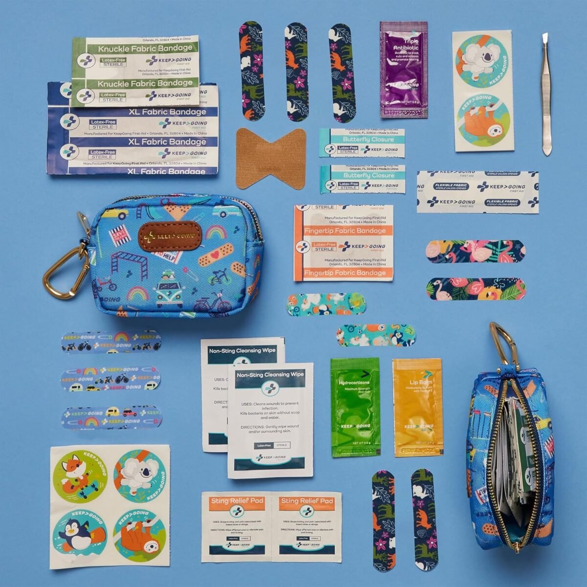 1746490275 keepgoing small travel first aid kit kids – 60 pc. mini first aid kit for purse diaper bag backpack with latex free bandages – 4 oz. 4.5 x 3.5 x 2 in tsa approved.jpg