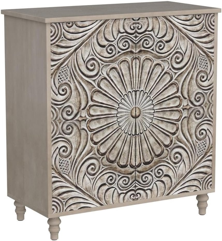 1746536912 cosiest 32 w sideboard buffet cabinet with storage accent cabinet with 2 auto close safety doors vintage mdf buffet table for living room kitchen hallway grayflower pattern.jpg