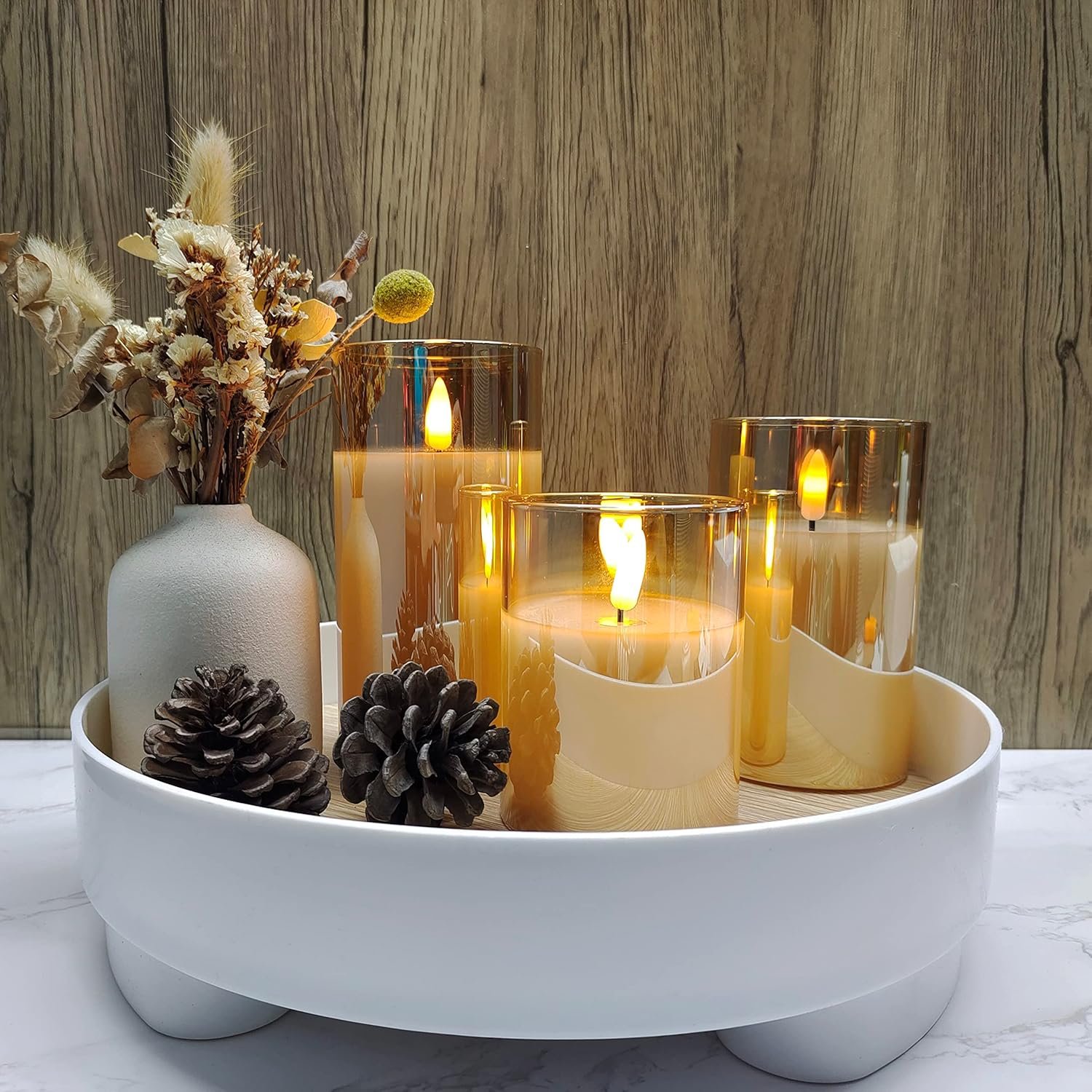 1746542684 glass battery operated led flameless candles with remote and timer real wax candles warm color flickering light for festival wedding home party decorpack of 3 gold.jpg