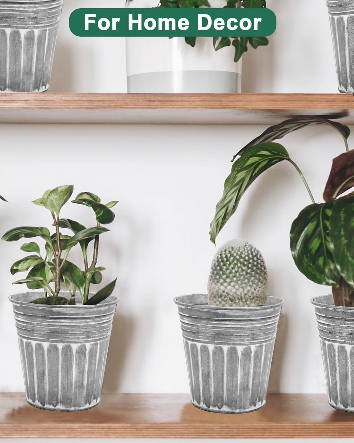 1746557498 vensovo 6 inch silver metal rustic flower pots 6pcs galvanized planters with drainage hole and rubber plug rustproof metal bucket plant pots farmhouse vintage style for decor.jpg