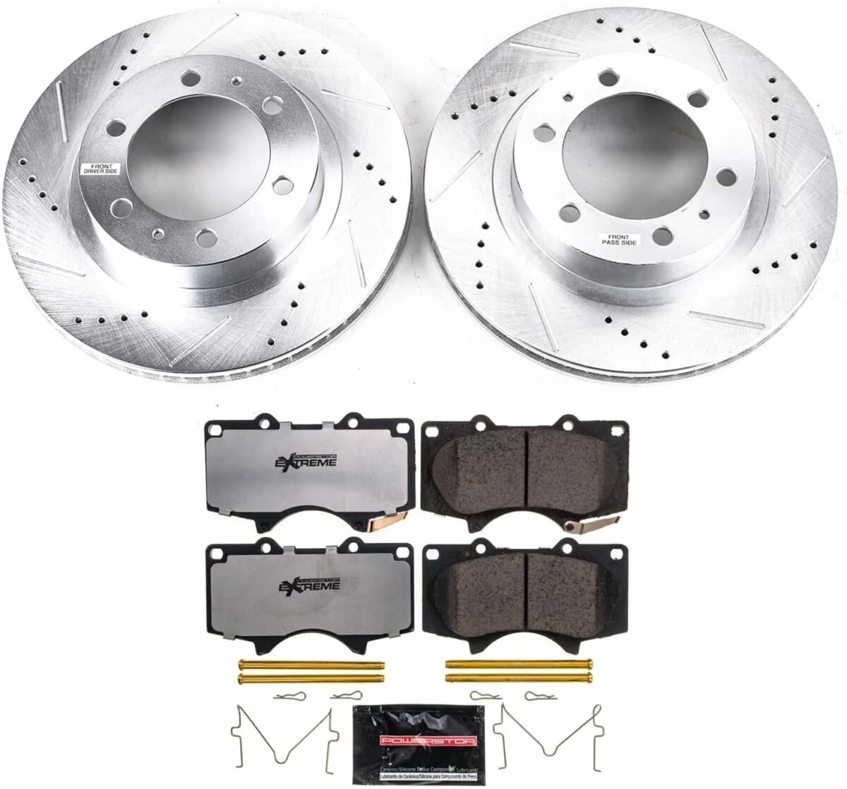 1746558726 power stop k137 36 front z36 truck tow brake kit carbon fiber ceramic brake pads and drilled and slotted brake rotors for toyota 4runner fj cruiser tacoma 6 lug.jpg