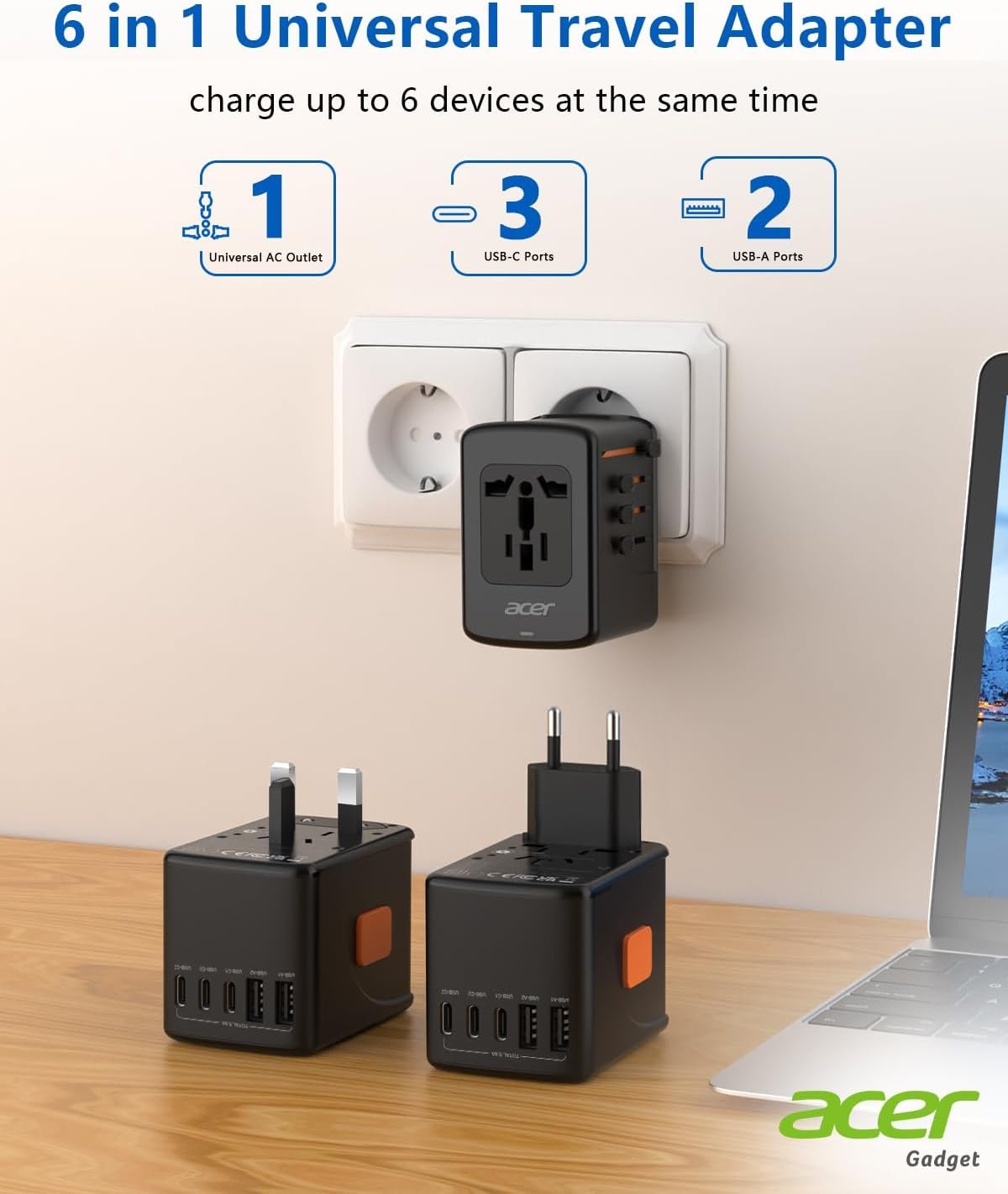 1746607667 acer universal travel plug adapter international power adapter with 5 usb ports 3 usb c 5.8a worldwide outlet charger for usa to european uk france germany spain type cefgila black.jpg