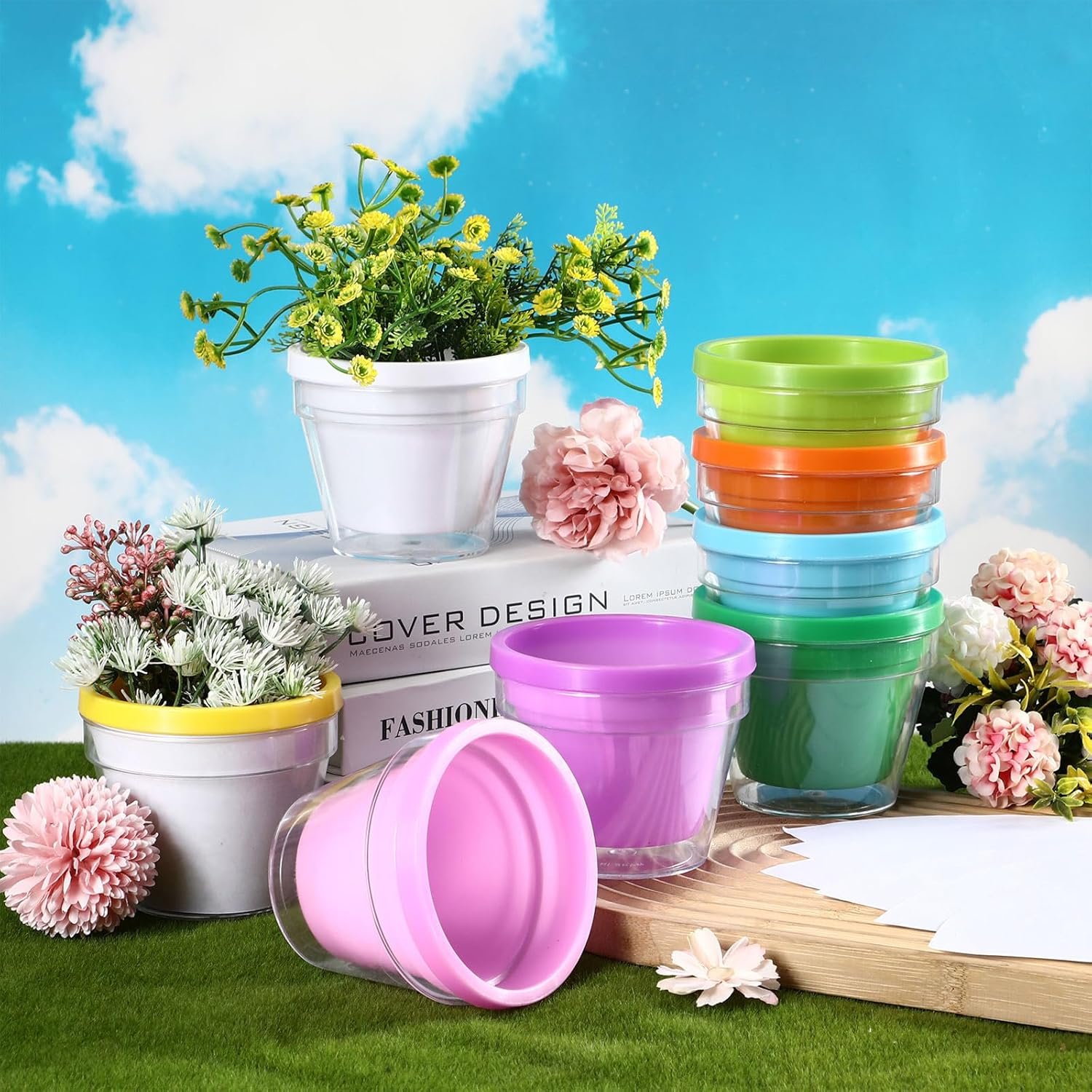 1746638329 meanplan 24 sets spring diy flower pot crafts for kids bulk color your own flower pot 4 inch spring kid planters decorate kit for home school activities.jpg