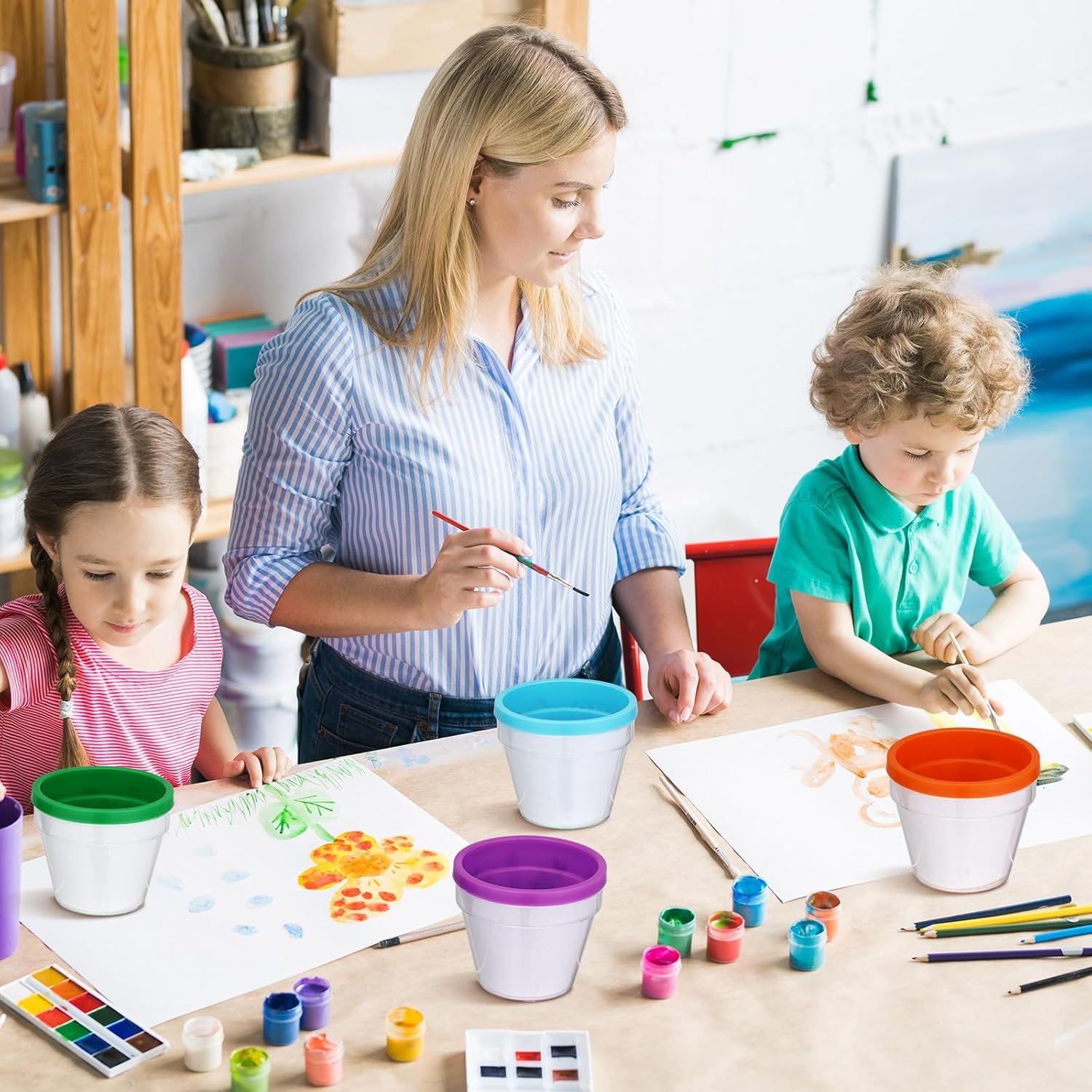 1746638330 meanplan 24 sets spring diy flower pot crafts for kids bulk color your own flower pot 4 inch spring kid planters decorate kit for home school activities.jpg