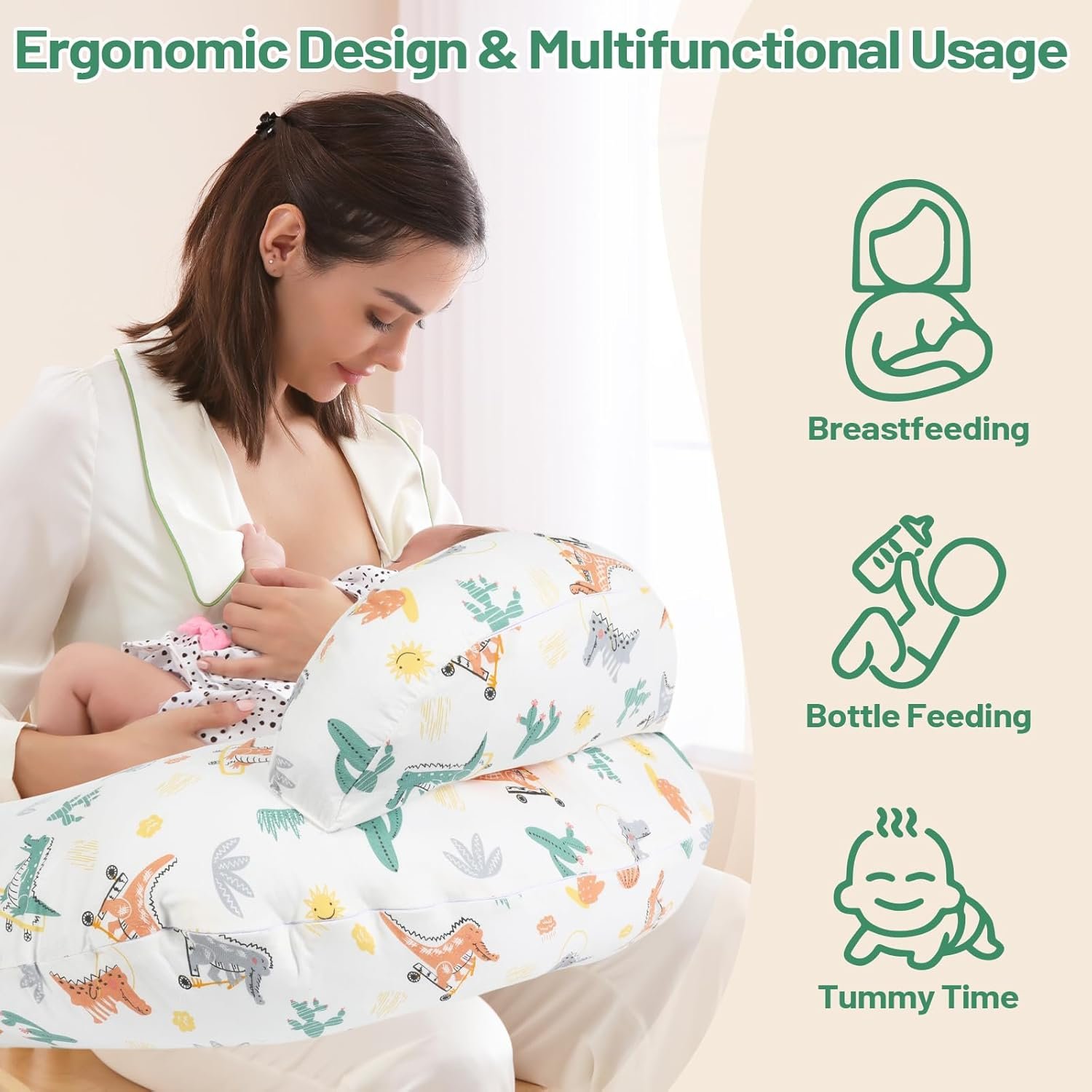 1746652404 nursing pillow breastfeeding pillows more support for mom and baby with removable cotton cover and colorful animal patterns machine washable plus size white.jpg