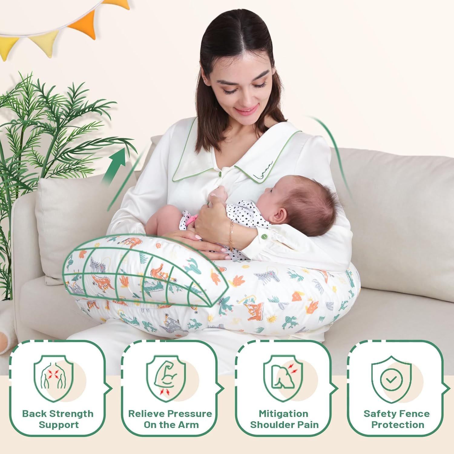 1746652405 nursing pillow breastfeeding pillows more support for mom and baby with removable cotton cover and colorful animal patterns machine washable plus size white.jpg