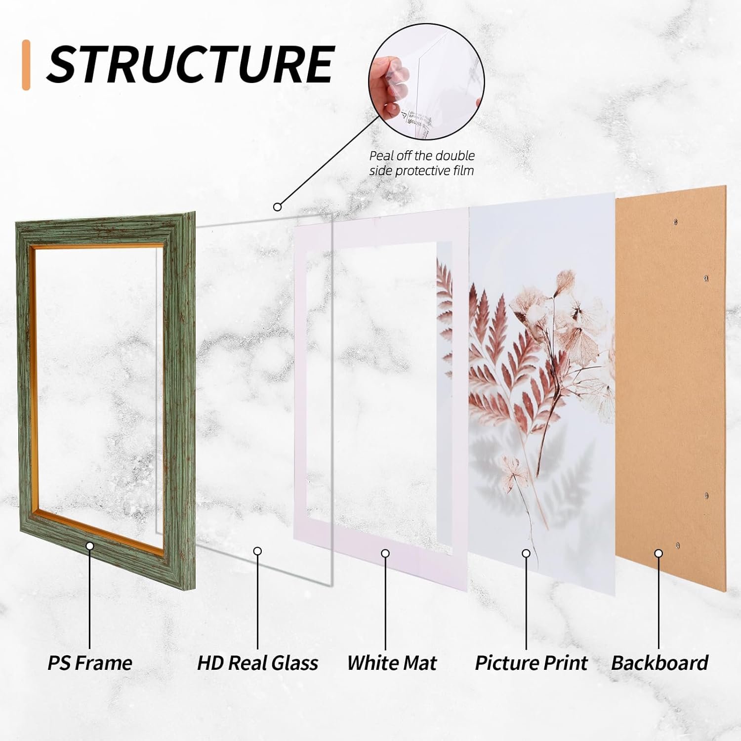 1746710936 fixwal 5x7 picture frame set of 5 vintage photo frame rustic retro picture frame with tempered glass decorative art on walls and tabletop placement.jpg