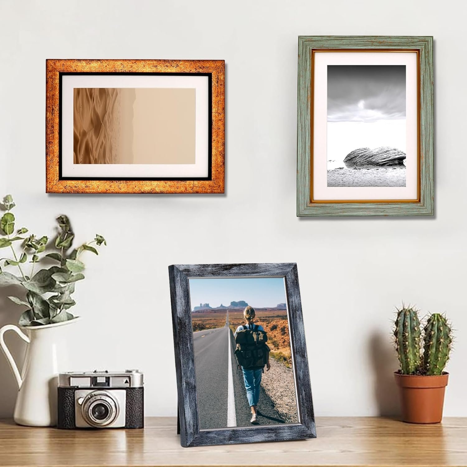 1746710938 fixwal 5x7 picture frame set of 5 vintage photo frame rustic retro picture frame with tempered glass decorative art on walls and tabletop placement.jpg