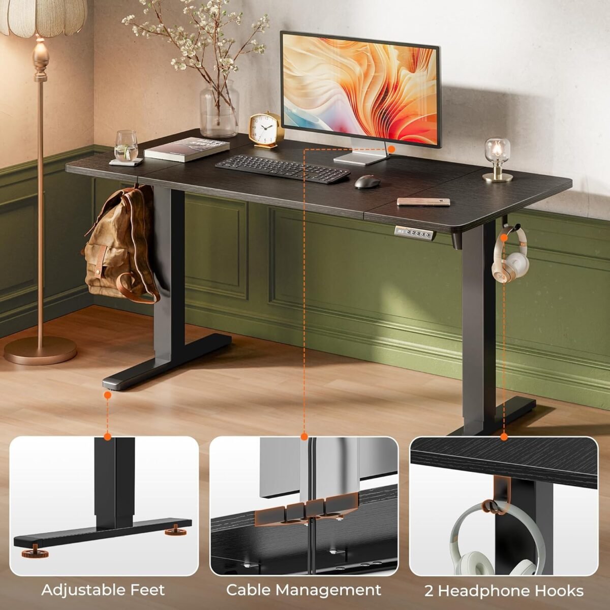 1746720578 huuger 55 x 28 large electric standing desk height adjustable computer desk 27.6 deep desktop stand up gaming office table with 2 hooks 3 preset heights for home office black.jpg