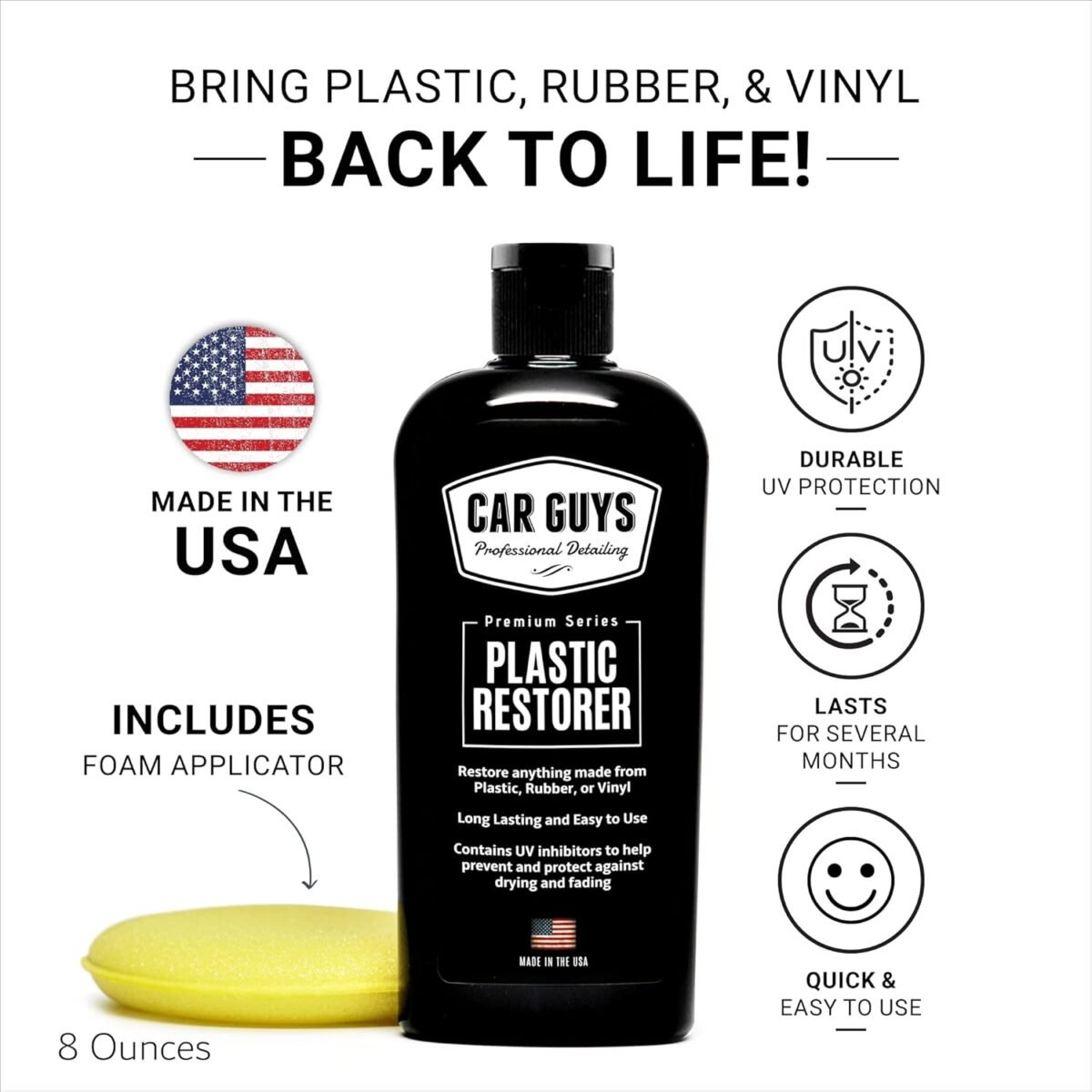 1746748344 car guys plastic restorer bring plastic rubber and vinyl back to life user friendly trim restorer safe auto detailing supplies 8 oz kit with foam applicator.jpg
