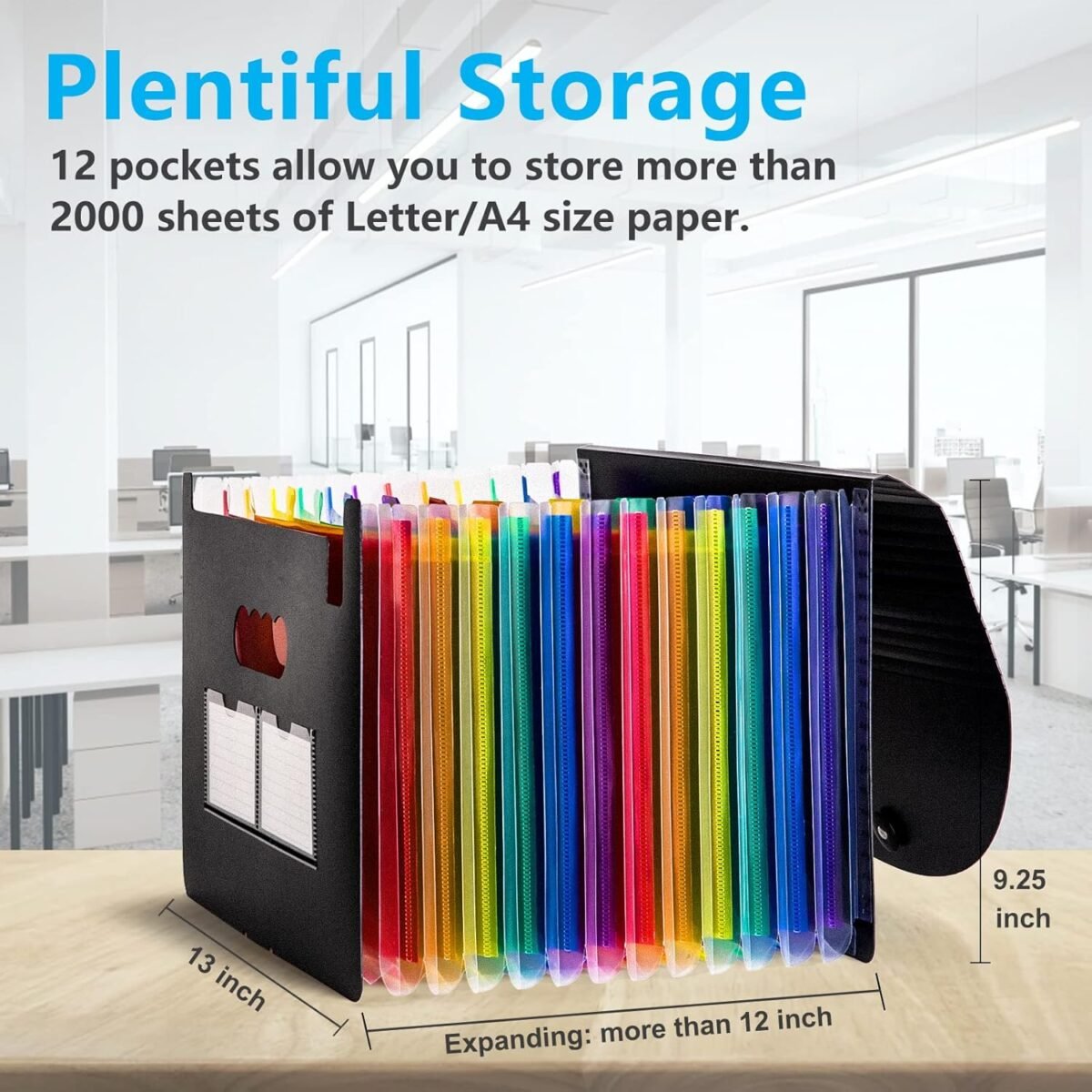 1746784436 sooez accordion file organizer 12 pockets expanding file folder portable monthly paper bill tax receipt organizer letter a4 size document holder with blank labels black.jpg
