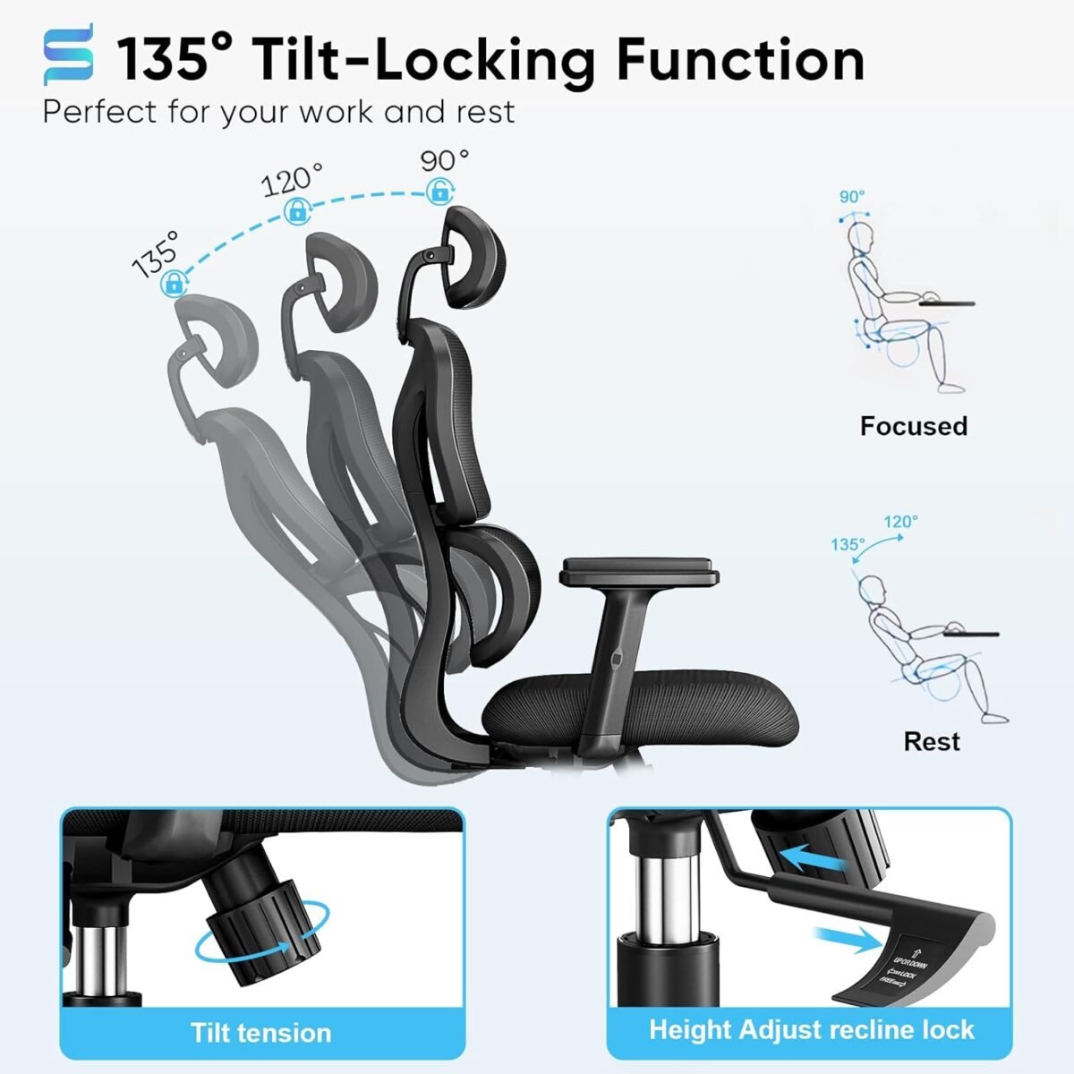 1746789579 sytas ergonomic office chair high back mesh desk chair with lumbar support and adjustable headrest executive swivel computer chair for home office tilt function black.jpg