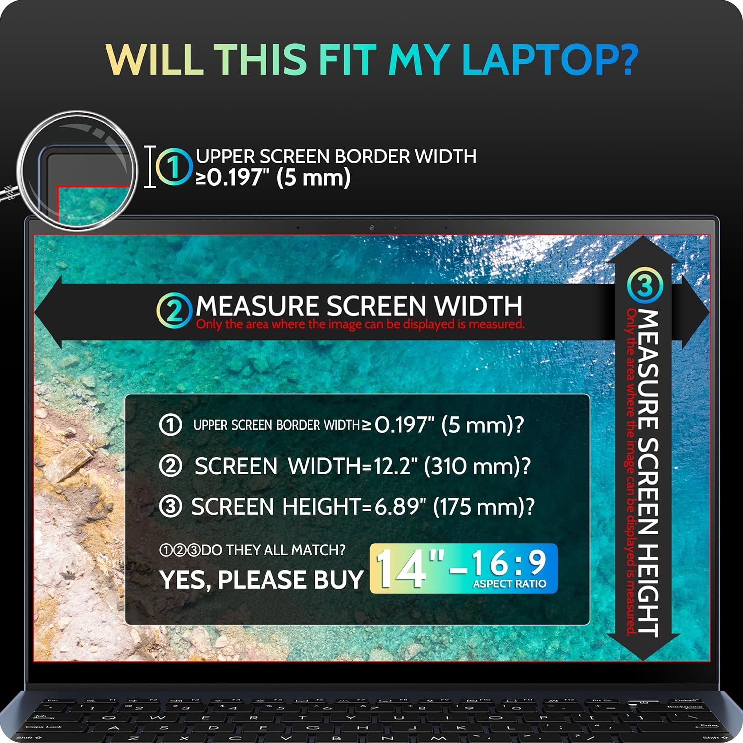 1746871243 magnetic laptop privacy screen 14 inch for 169 computer monitor 14 removable anti glare protector blue light filter shield compatible with lenovo hp dell acer asus thinkpad envy xps.jpg