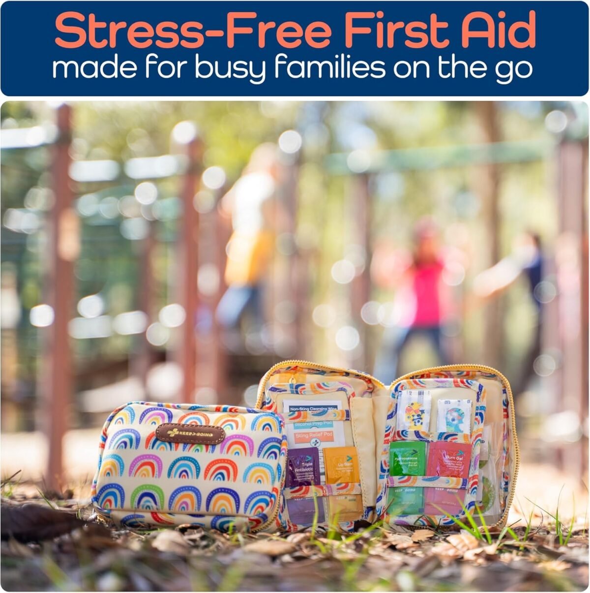 1746889800 keepgoing travel first aid kit for kids – 130 pc. for car home purse diaper bag backpack with latex free bandages mini first aid kit travel size tsa approved.jpg