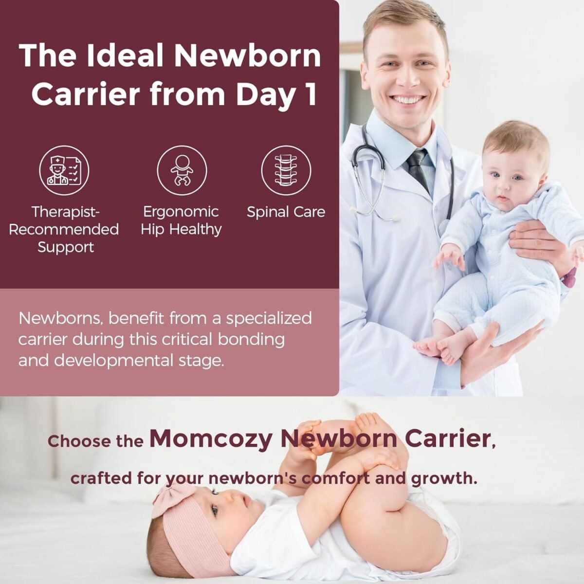 1746989577 momcozy newborn baby carrier ergonomic cozy and lightweight carrier for 7 24lbs adjustable neck support with sunshield breathable airmesh perfect for summer outing khaki.jpg