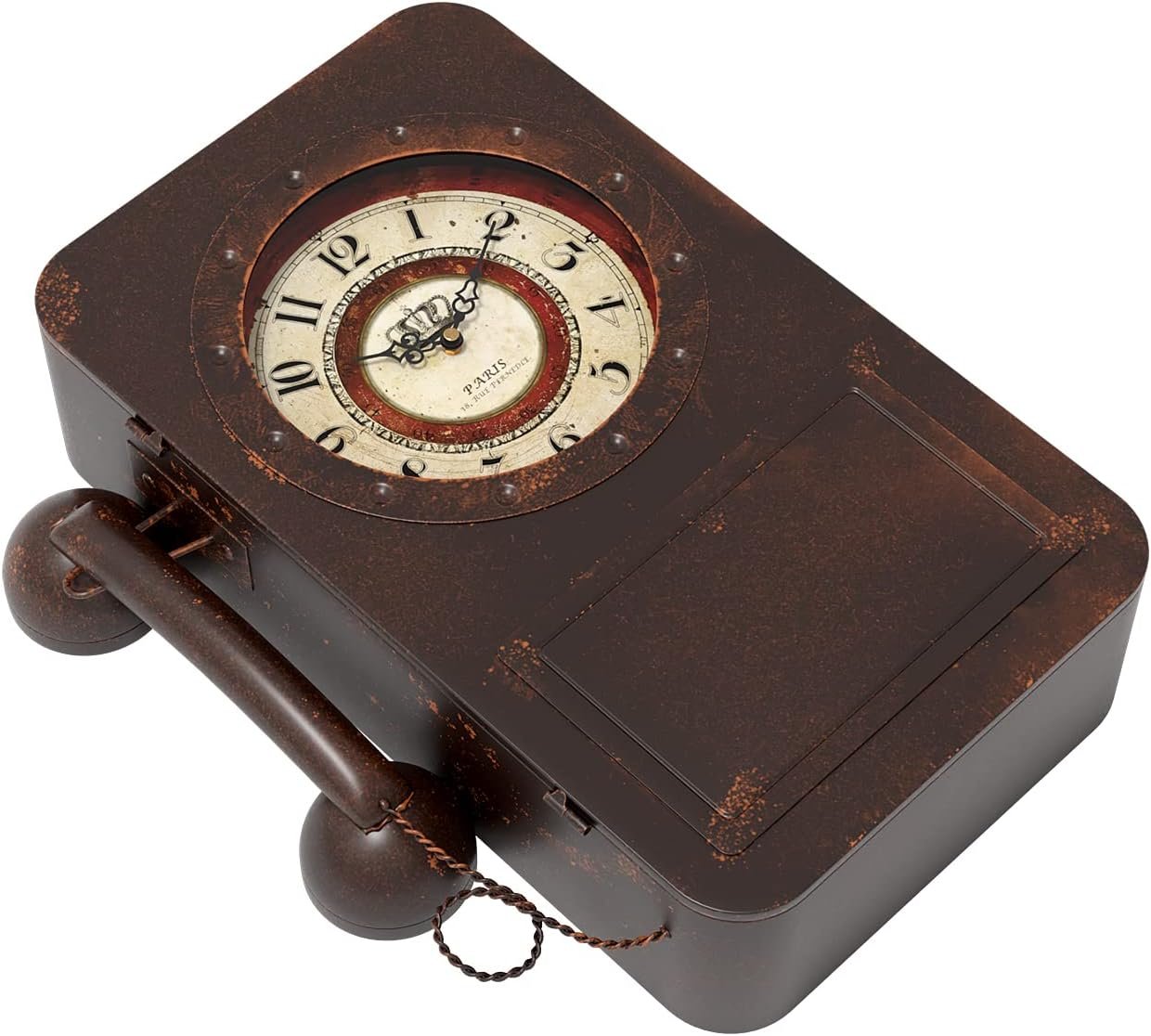 1747005089 abdurey retro old telephone wall clock with hidden safe battery operated quartz metal wall clocks large rectangular vintage decor clocks for farmhouse living room16 h x 12 w x 4 d.jpg