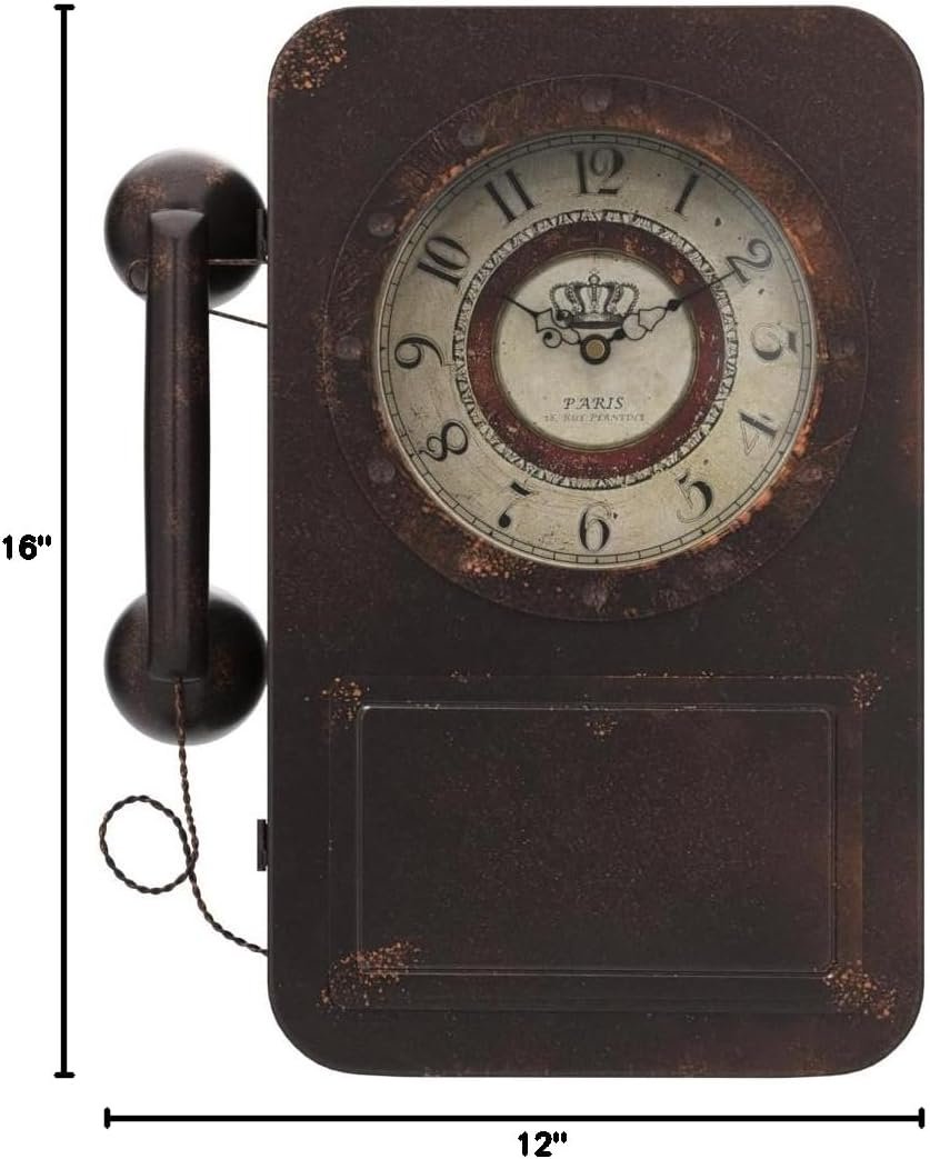 1747005090 abdurey retro old telephone wall clock with hidden safe battery operated quartz metal wall clocks large rectangular vintage decor clocks for farmhouse living room16 h x 12 w x 4 d.jpg