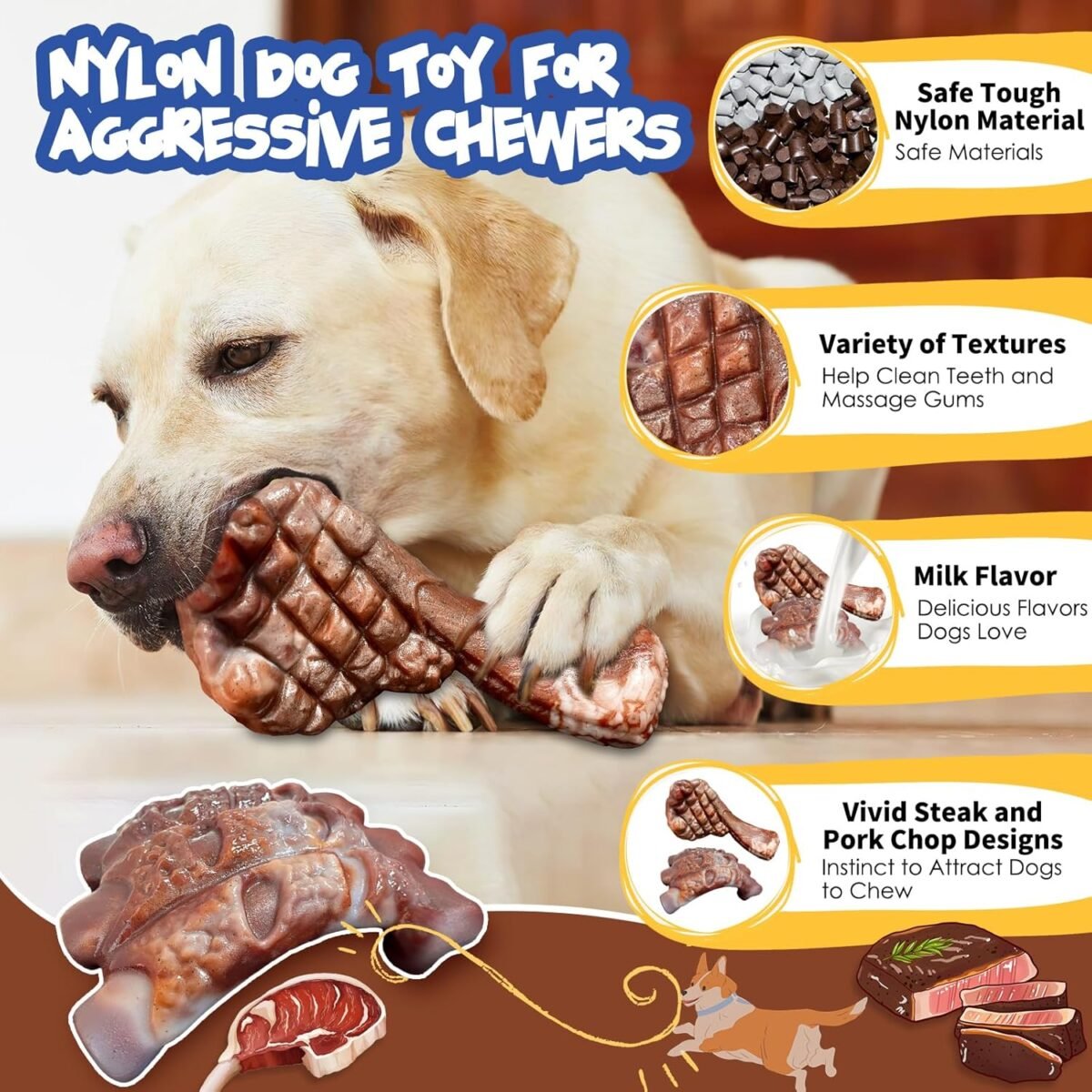 1747051621 dog chew toys for aggressive chewers：2 pack indestructible dog toy for large breed tough nylon teething bone toy to keep them busy.jpg