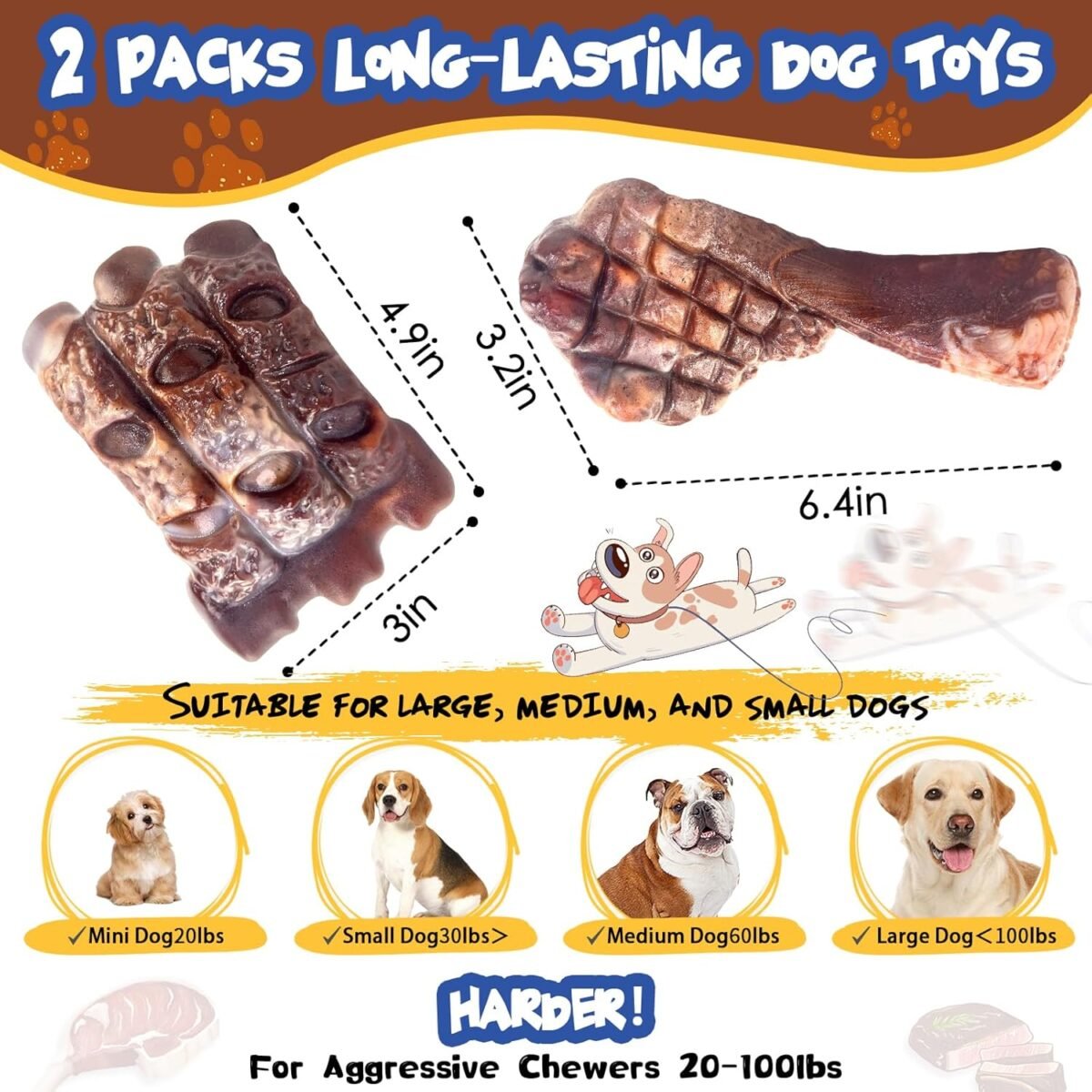 1747051623 dog chew toys for aggressive chewers：2 pack indestructible dog toy for large breed tough nylon teething bone toy to keep them busy.jpg