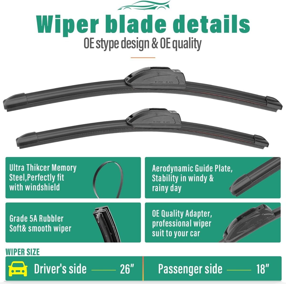 1747062475 26 18 13 windshield wiper blades replacement for kia telluride 2020 2021 2022 2023 premium all weather front rear wipers set oem quality pack of 3.jpg
