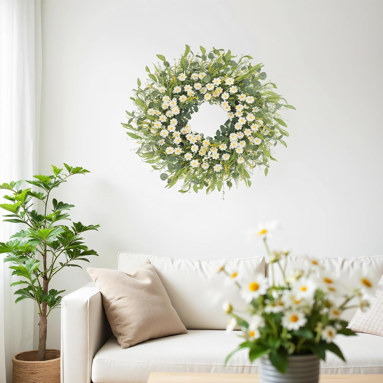 1747082937 summer wreaths for front door 24 white daisy wreaths for front door window wall wedding farmhouse festival decor handmade artificial spring summer wreath for home decoration gift.jpg