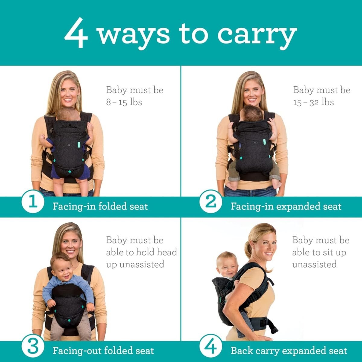1747214421 infantino flip advanced 4 in 1 baby carrier ergonomic convertible face in and face out front and back baby carrier for newborn to toddler 8 32 lbs black.jpg