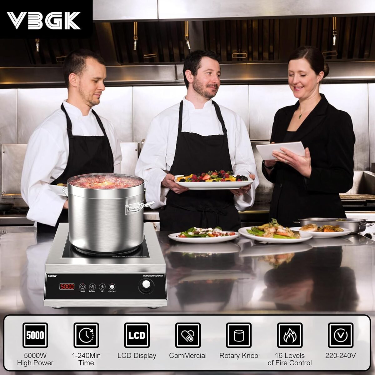 1747236379 vbgk commercial induction cooktop 5000w professional 220v hot plate with lcd touch knob control 4 hours timer 16 power levels auto shut off stove top with plug.jpg