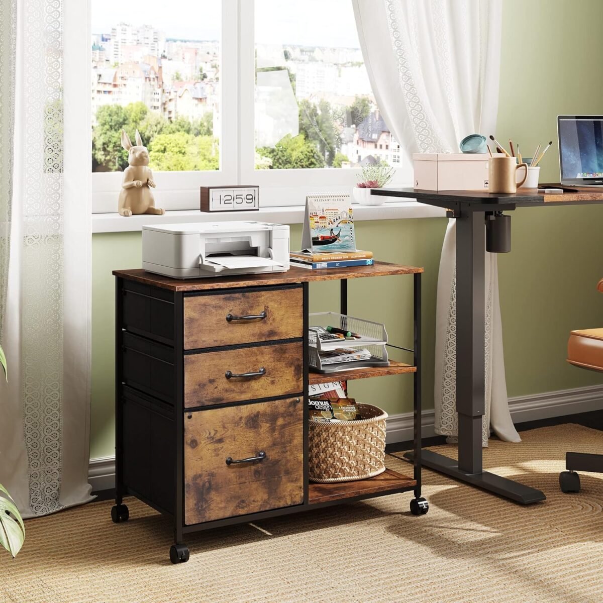 1747245922 devaise 3 drawer mobile file cabinet rolling printer stand with open storage shelf fabric lateral filing cabinet fits a4 or letter size for home office rustic brown wood grain print.jpg