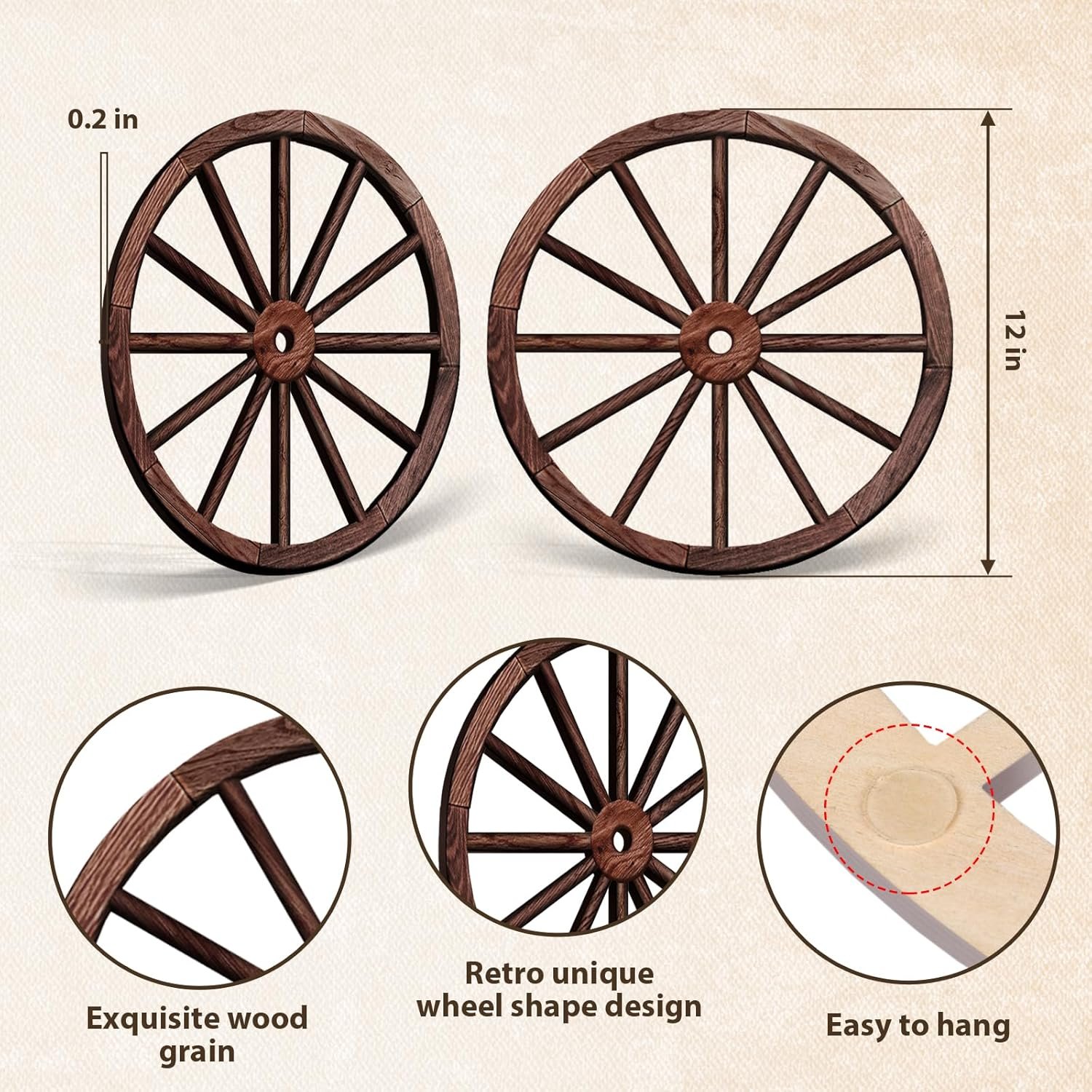 1747258137 oyefly 2 pcs wagon wheel decordecorative vintage wood garden wagon wheelvintage rustic wagon wheel brown 12 inch.jpg