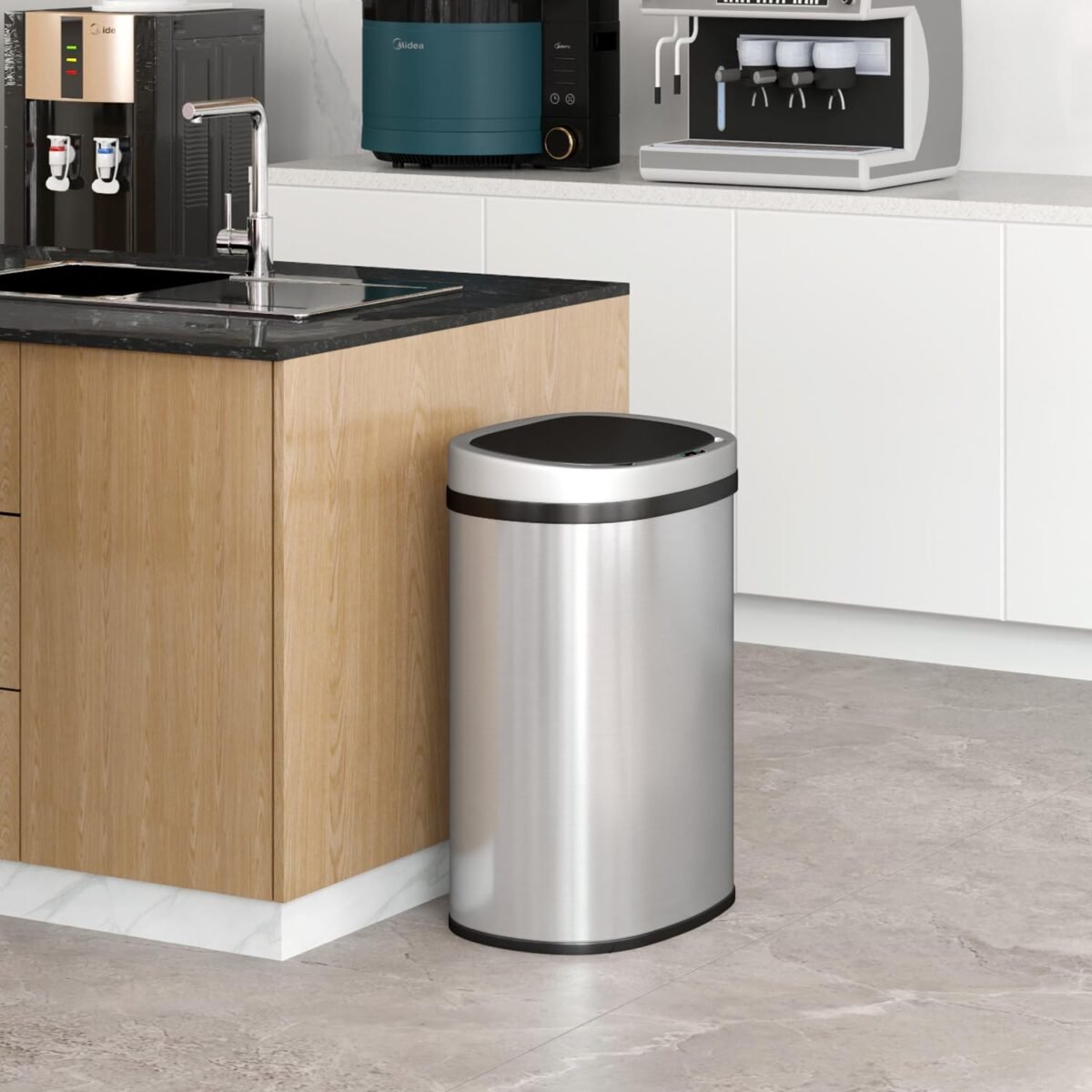 1747265477 kitchen trash can with lid 13 gallon automatic garbage can for bathroom bedroom home office 50 liter touch free high capacity brushed stainless steel waste bin.jpg