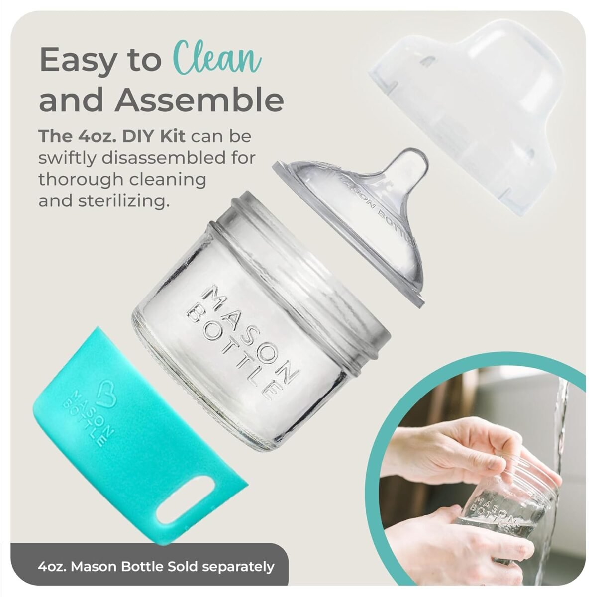 1747288890 mason bottle glass baby bottle diy kit – fits 4oz mason jars – includes 2x slow flow nipples silicone sleeve and cap ring lid and jar not included – made in usa.jpg