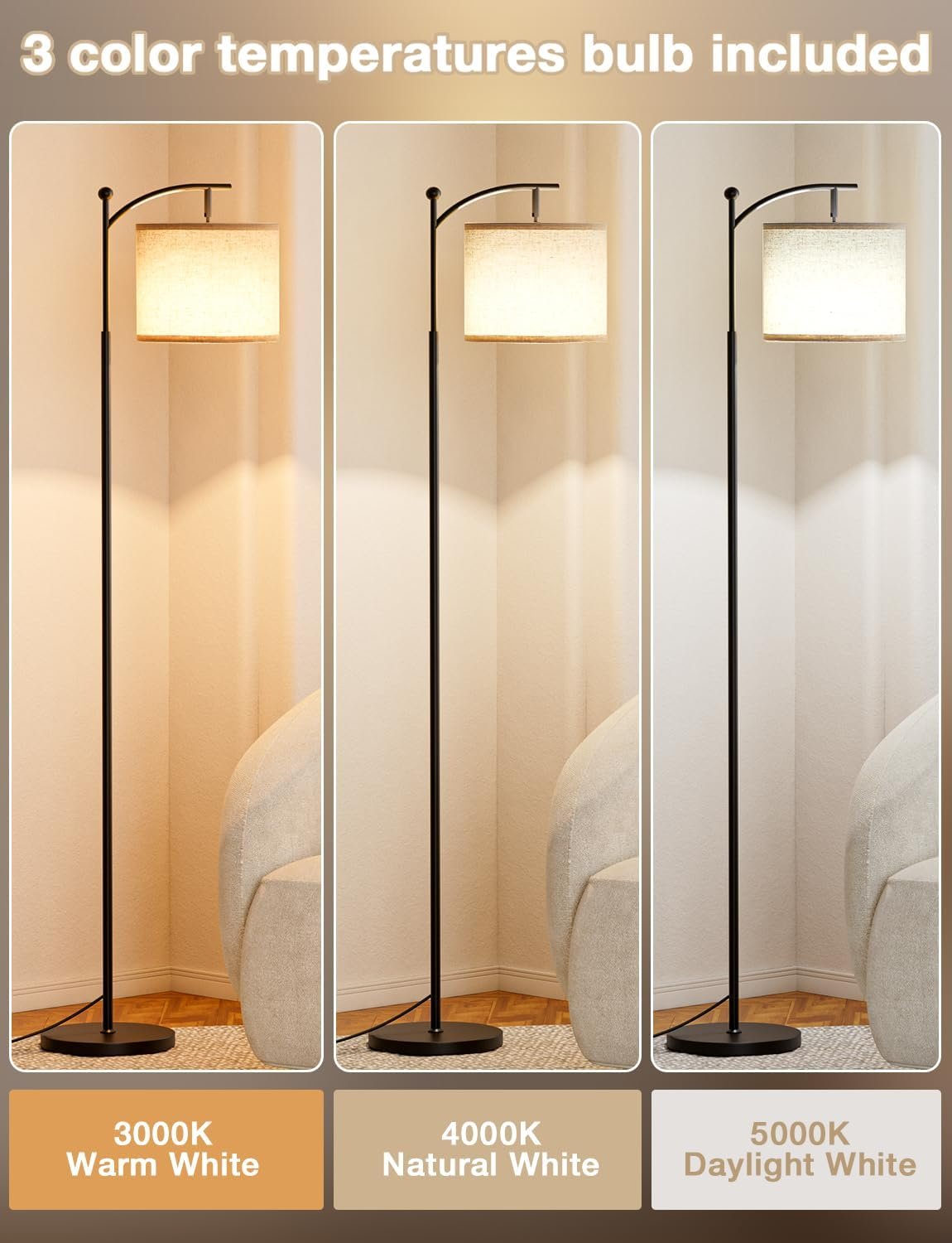 1747309982 ambimall 60 floor lamps for living room with 3 color temperatures bulb adjustable linen shade tall lamp for living room bedroom office classroom dorm room9w bulb included.jpg