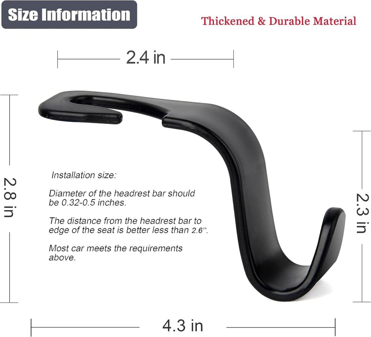 1747315050 amooca car seat headrest hook 4 pack hanger storage organizer universal for handbag purse coat fit universal vehicle car black s type.jpg