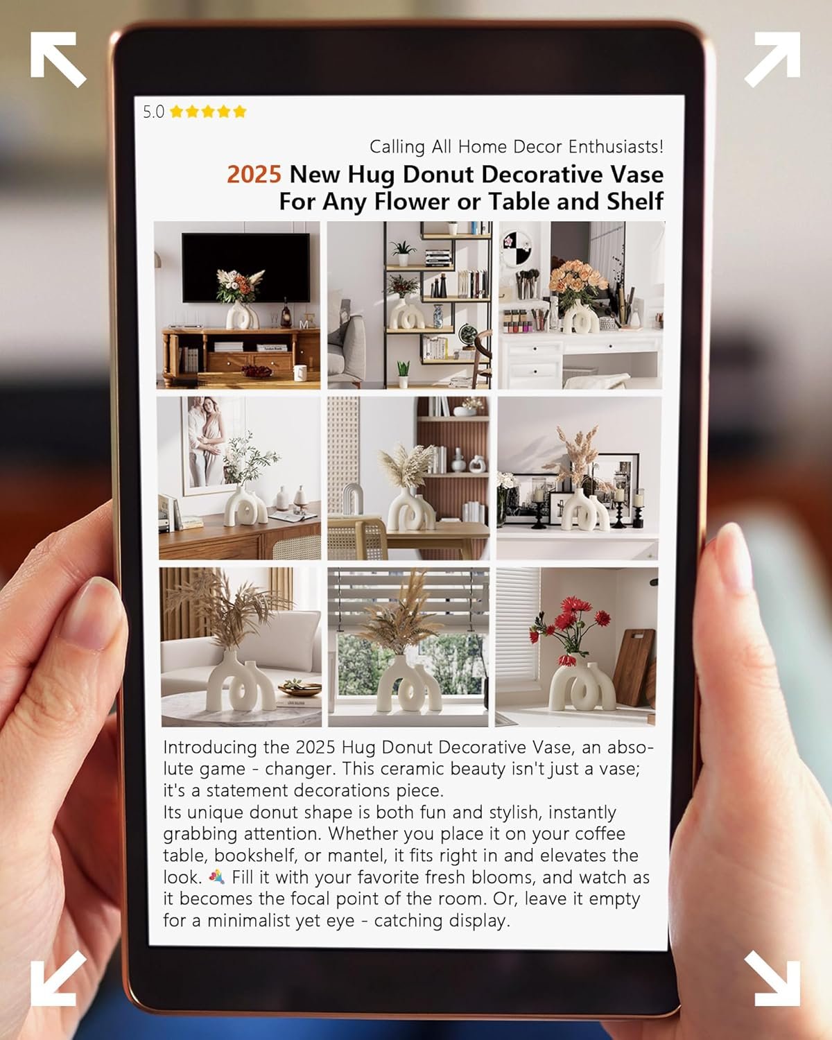 1747331490 hug donut decorative vase set modern nordic boho style vases home decor matte ceramic decorations for living room shelf bookshelf mantle entryway table or console decor cream white.jpg