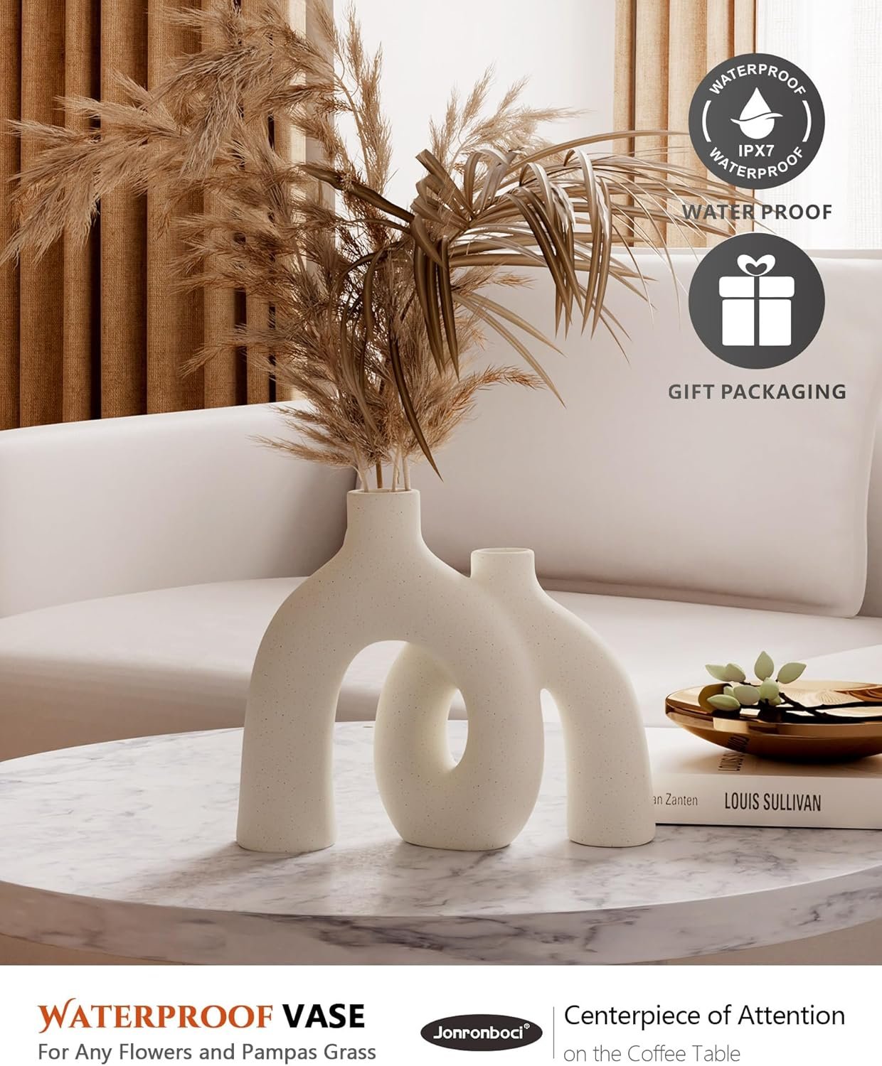 1747331491 hug donut decorative vase set modern nordic boho style vases home decor matte ceramic decorations for living room shelf bookshelf mantle entryway table or console decor cream white.jpg